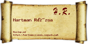 Hartman Rózsa névjegykártya
