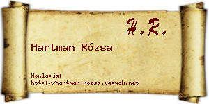 Hartman Rózsa névjegykártya